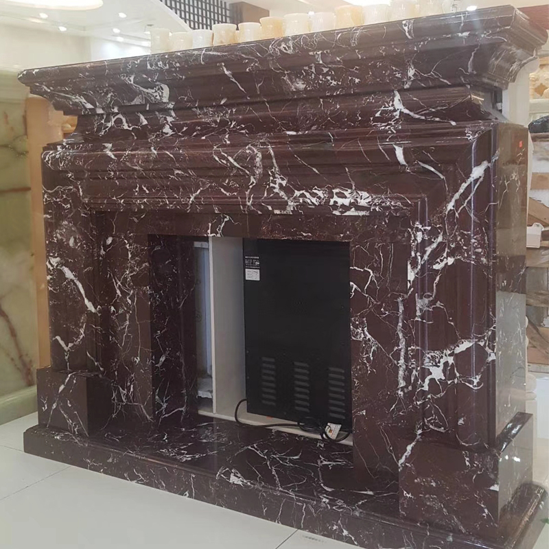 Rosso Levanto marble antique fireplace